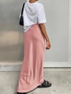 Pembe Saten Maksi Etek