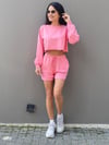 Pembe Sweat Şort Takım