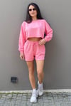 Pembe Sweat Şort Takım