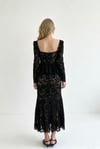 Peplum Detaylı Dantel Siyah Midi Elbise