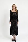 Peplum Detaylı Dantel Siyah Midi Elbise