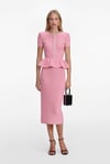 Peplum Detaylı İncili Pembe Tasarım Midi Elbise