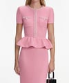 Peplum Detaylı İncili Pembe Tasarım Midi Elbise