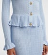 Peplum Detaylı Triko Midi Boy Mavi Elbise