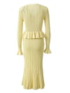 Peplum Detaylı Triko Midi Boy Sarı Elbise