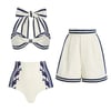 Şerit Detaylı Bikini ve Etek Pareo Takım (3 parça)