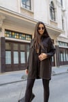 Siyah Cepli Dikişli Oversize Gömlek