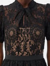 Siyah Güpür Midi Tasarım Elbise