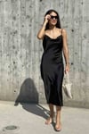Siyah Saten Slip Elbise