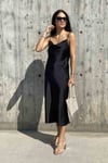 Siyah Saten Slip Elbise