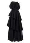 Straplez Siyah Premium Midi Elbise