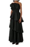 Straplez Siyah Premium Midi Elbise