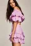 Tasarım Pembe Crop Bluz ve Etek Takım 