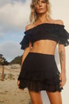 Tasarım Siyah Crop Bluz ve Etek Takım