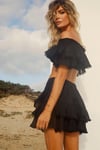 Tasarım Siyah Crop Bluz ve Etek Takım