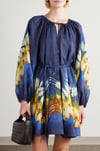 Tie Dye Desenli Lacivert Premium Mini Elbise