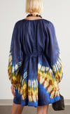 Tie Dye Desenli Lacivert Premium Mini Elbise