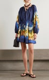 Tie Dye Desenli Lacivert Premium Mini Elbise