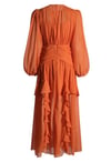 Long Sleeve Farbala Tile Chiffon Design Midi Dress