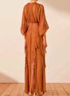 Long Sleeve Farbala Tile Chiffon Design Midi Dress