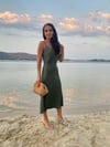 Yeşil Saten Slip Elbise