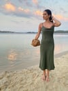 Yeşil Saten Slip Elbise