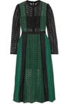 Yeşil Siyah Dantel Midi Boy Elbise