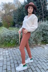 Yüksek Bel Fermuarlı Tarçın Rengi Tayt