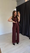 Arka Beli Lastikli Kırışmaz Pantolon Bordo