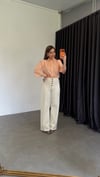 Aura Gold Düğmeli Jean Krem