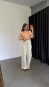 Aura Gold Düğmeli Jean Krem