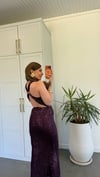 Aurora Payetli Degaje Gece Elbisesi Mor