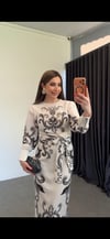 Barok Desenli Elbise Ekru