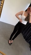 Bel Düğmeli Çelik Fit Tayt Pantolon Siyah