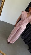 Bel Kuşaklı Yelek Pantolon Takım Pembe