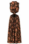 Beli Dekolteli Desenli Elbise Siyah