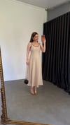 Biye Model Keten Elbise Bej