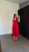 Biye Model Keten Elbise Kırmızı