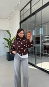Büyük Puantiyeli Mont Ceket Kahverengi