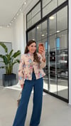 Çiçekli Vatkalı Ceket Bej