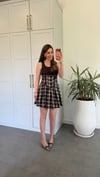 Corset Ekoseli Etekli Takım Kahverengi