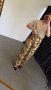 Dampa Desenli Vintage Denim Pantolon Sarı