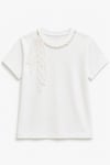 Dantelli Fularlı Ms T-shirt Ekru