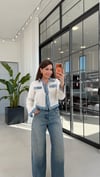 Denim Detaylı Tüvit Ekru