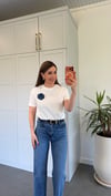 Denim Mavi Güllü T-shirt Ekru
