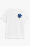 Denim Mavi Güllü T-shirt Ekru