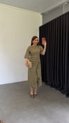 Denseli Drapeli Fırfırlı Elbise Çağla Yeşili