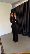 Dökümlü Tensl Denim Pantolon Siyah