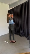 Füme Kemerli Kesik Paça Mom Jean