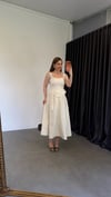 Gabardin Midi Etek Ekru